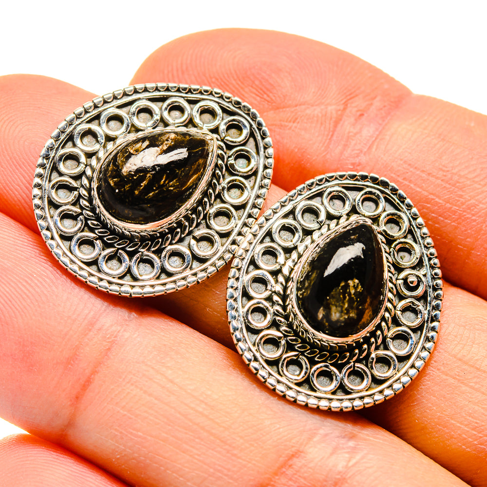 Golden Seraphinite Earrings handcrafted by Ana Silver Co - EARR410098