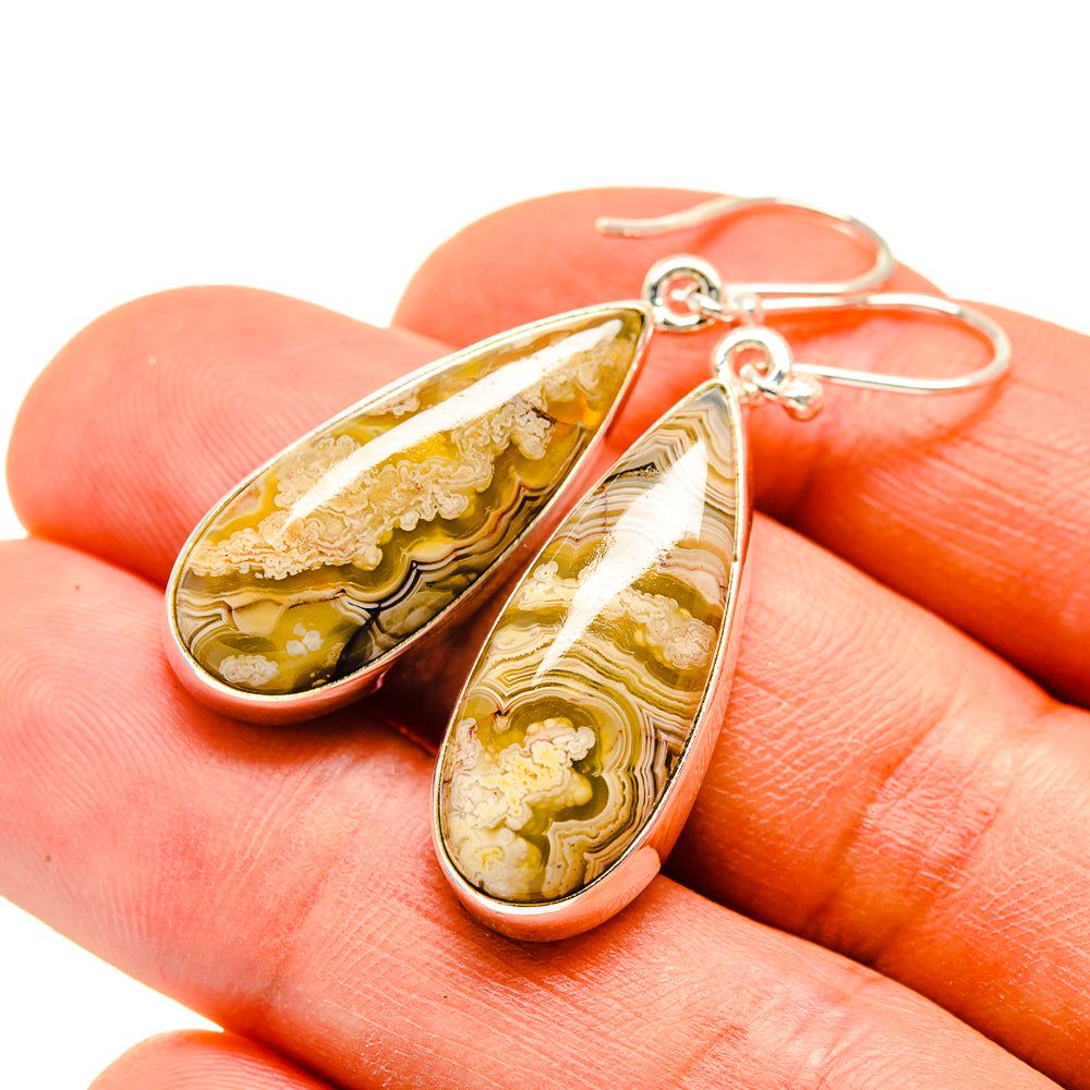 Laguna Lace Agate Earrings handcrafted by Ana Silver Co - EARR410114