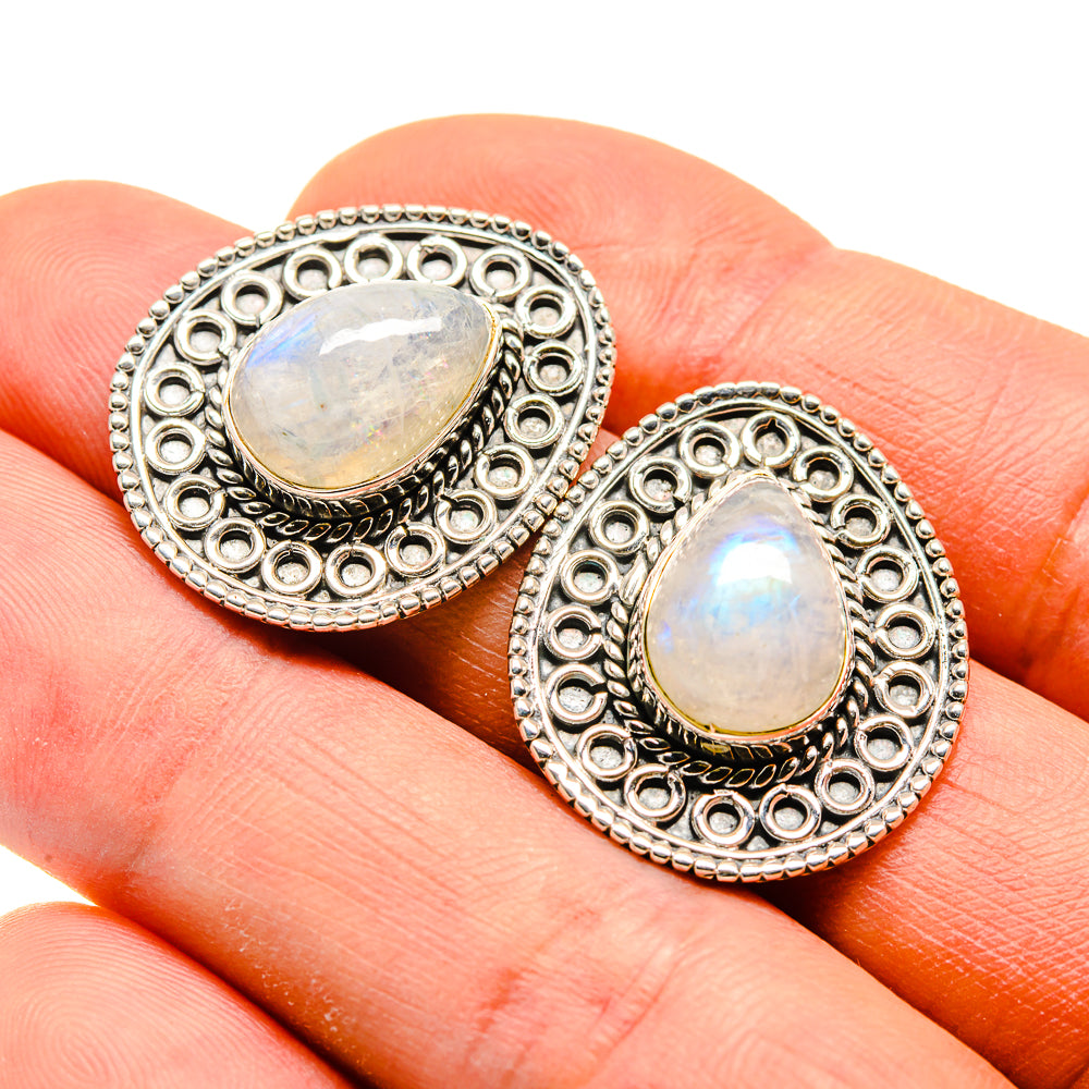 Rainbow Moonstone Earrings handcrafted by Ana Silver Co - EARR410138