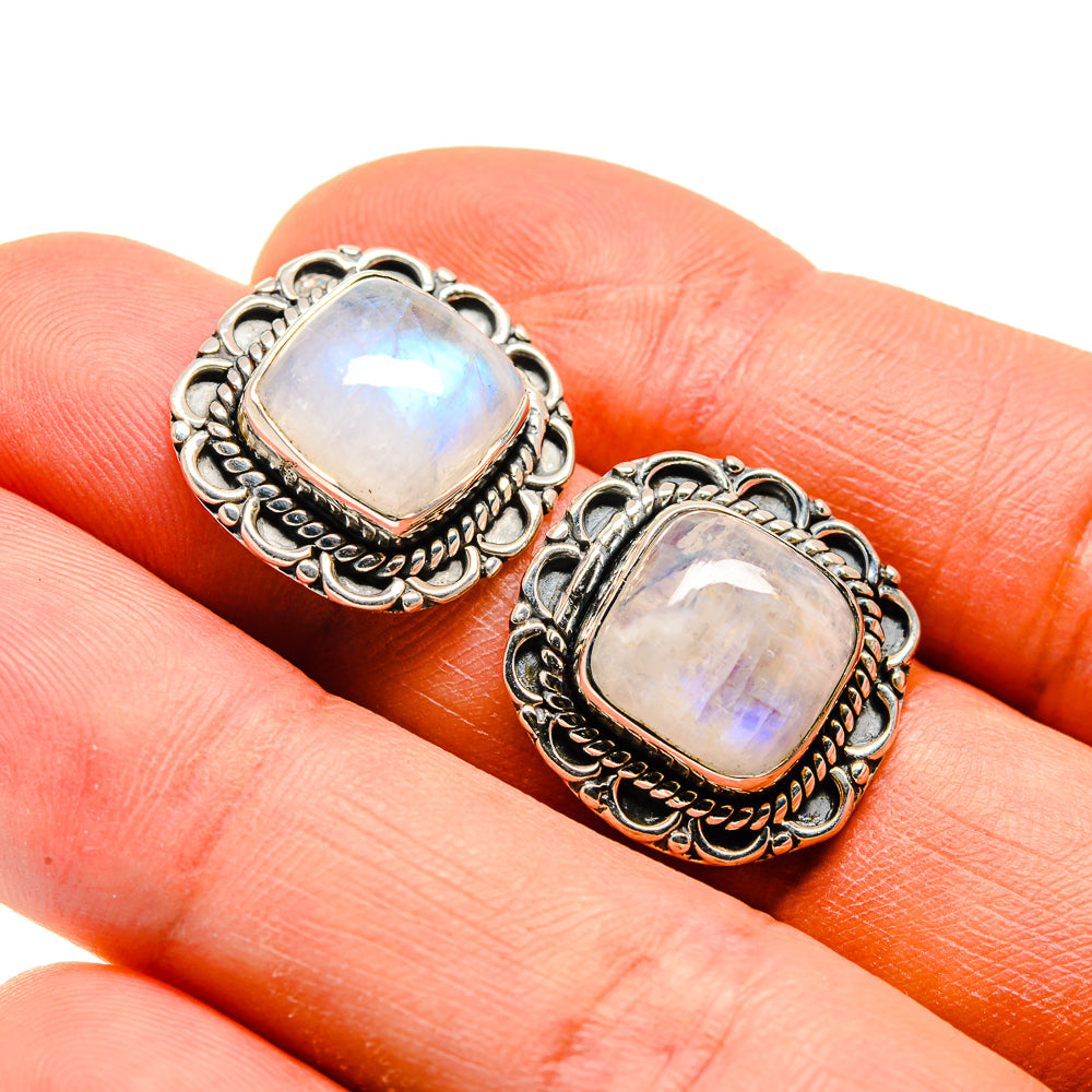 Rainbow Moonstone Earrings handcrafted by Ana Silver Co - EARR410144