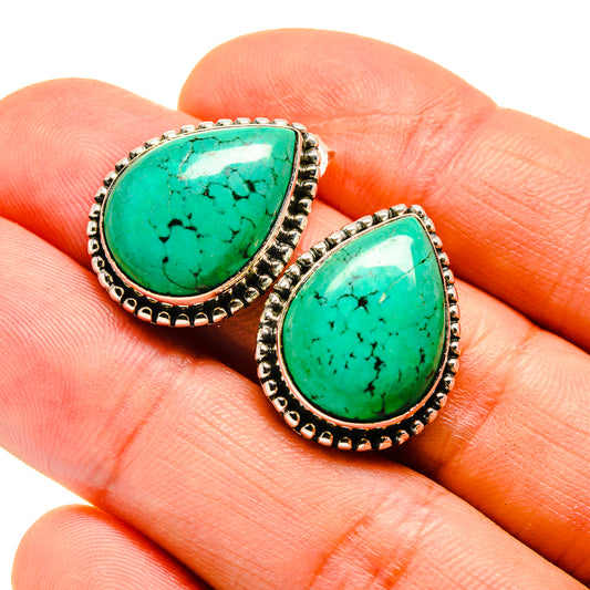 Tibetan Turquoise Earrings handcrafted by Ana Silver Co - EARR410279