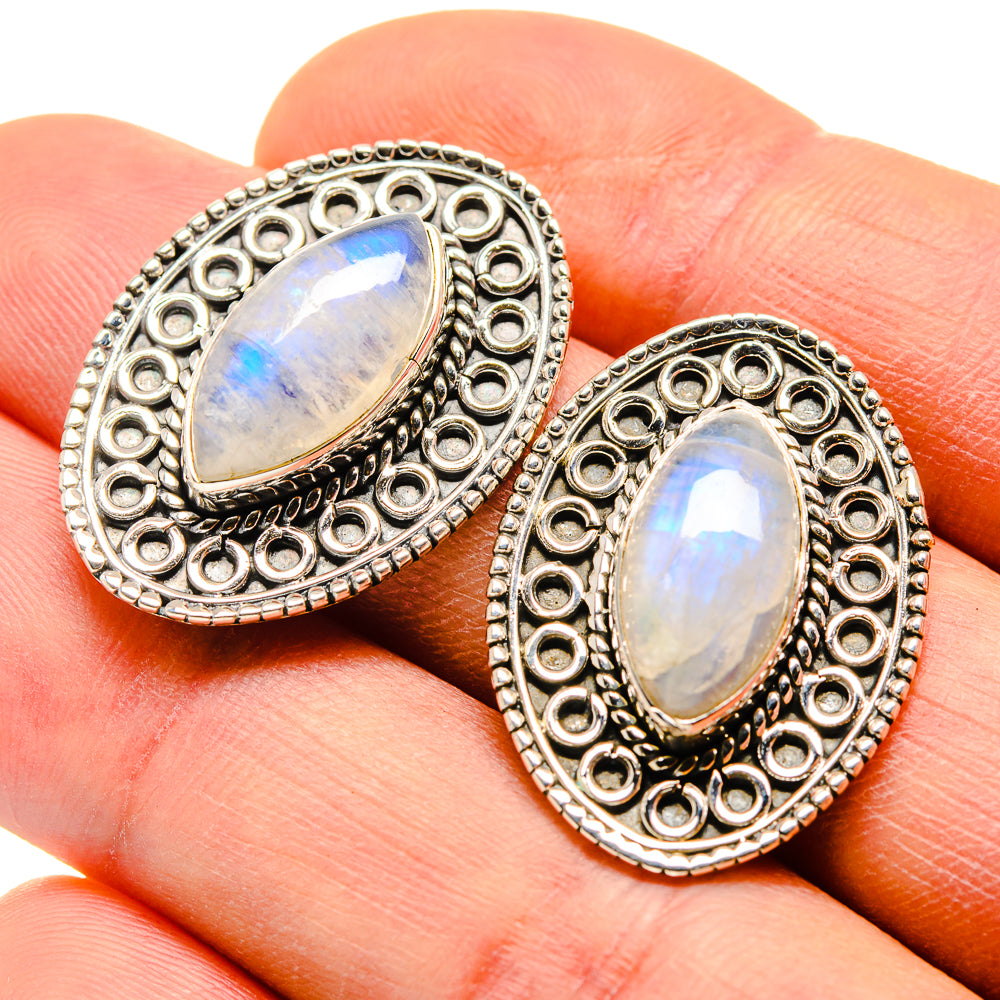 Rainbow Moonstone Earrings handcrafted by Ana Silver Co - EARR410398