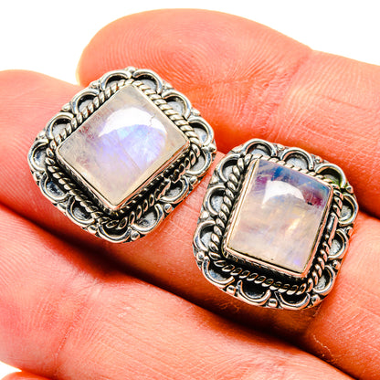 Rainbow Moonstone Earrings handcrafted by Ana Silver Co - EARR410484