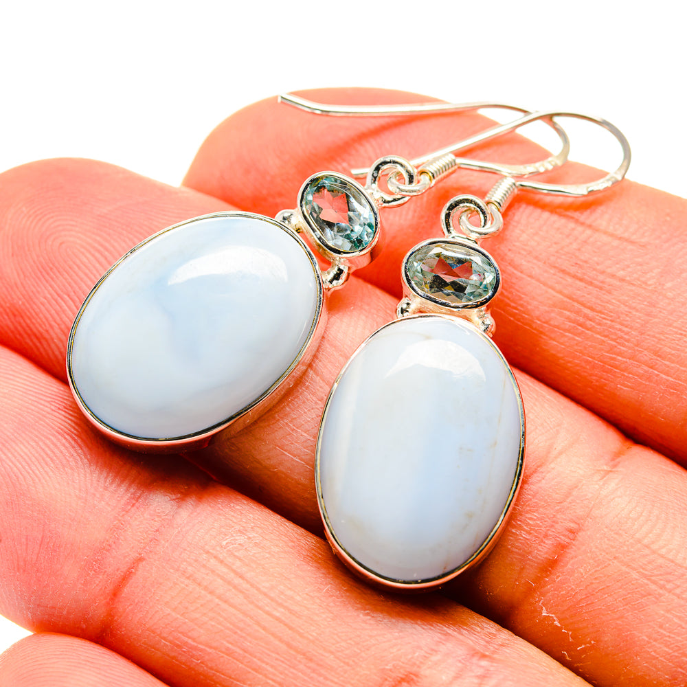 Blue Lace Agate Earrings handcrafted by Ana Silver Co - EARR410509