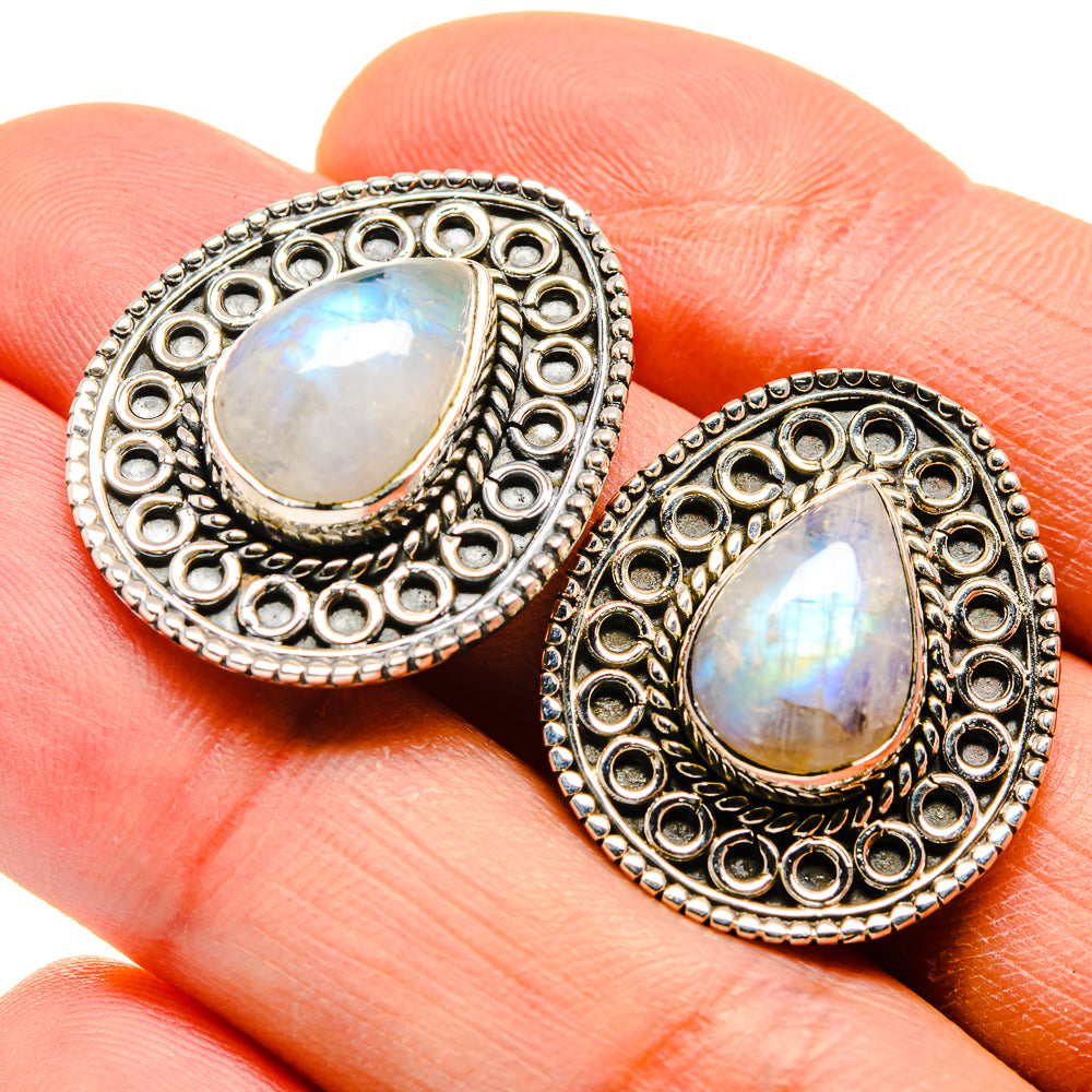 Rainbow Moonstone Earrings handcrafted by Ana Silver Co - EARR410595