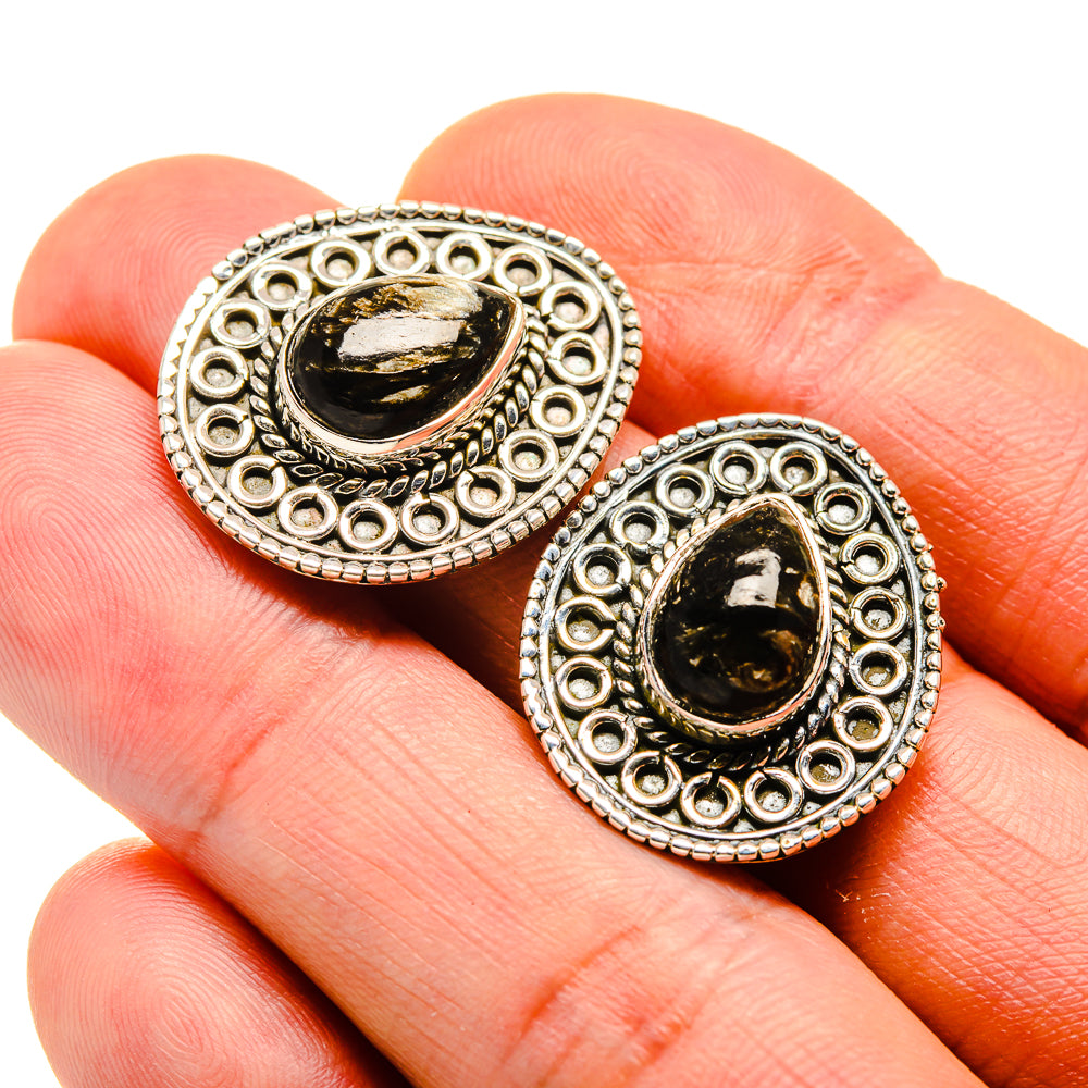 Golden Seraphinite Earrings handcrafted by Ana Silver Co - EARR410639