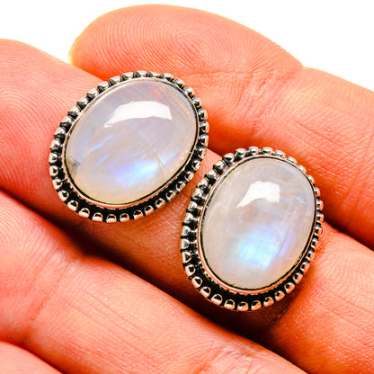 Rainbow Moonstone Earrings handcrafted by Ana Silver Co - EARR410698