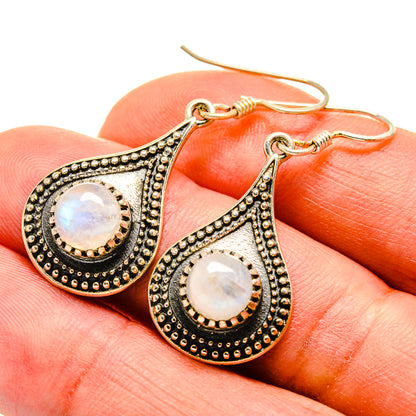 Rainbow Moonstone Earrings handcrafted by Ana Silver Co - EARR410812