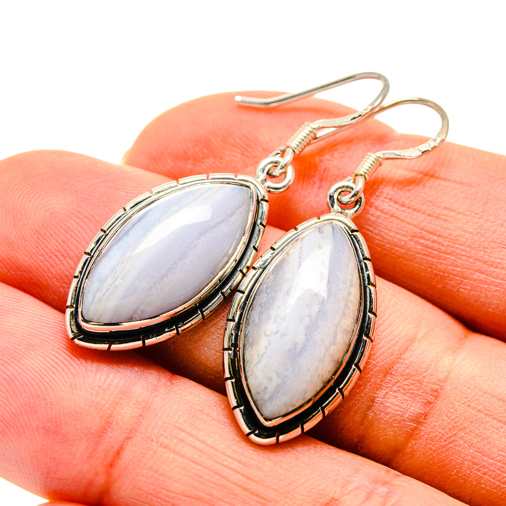 Blue Lace Agate Earrings handcrafted by Ana Silver Co - EARR410861