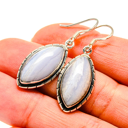 Blue Lace Agate Earrings handcrafted by Ana Silver Co - EARR410861
