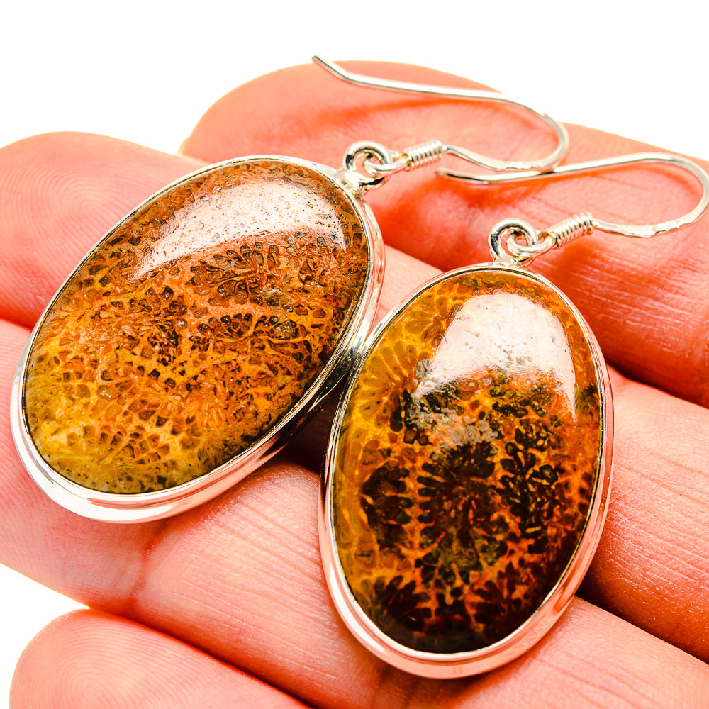 Fossil Coral Earrings handcrafted by Ana Silver Co - EARR410865