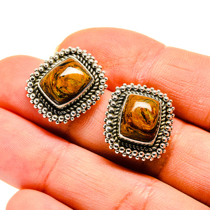 Golden Pietersite Earrings handcrafted by Ana Silver Co - EARR410875
