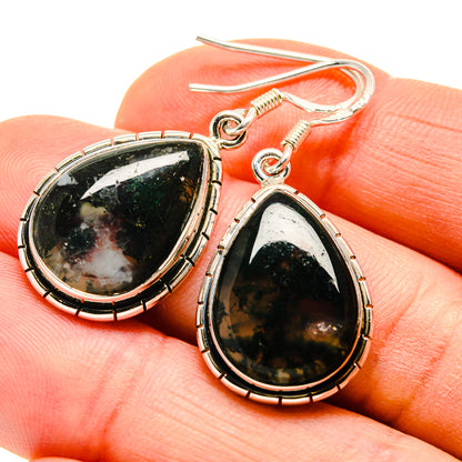 Green Moss Agate Earrings handcrafted by Ana Silver Co - EARR410964