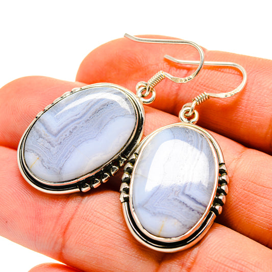 Blue Lace Agate Earrings handcrafted by Ana Silver Co - EARR411117