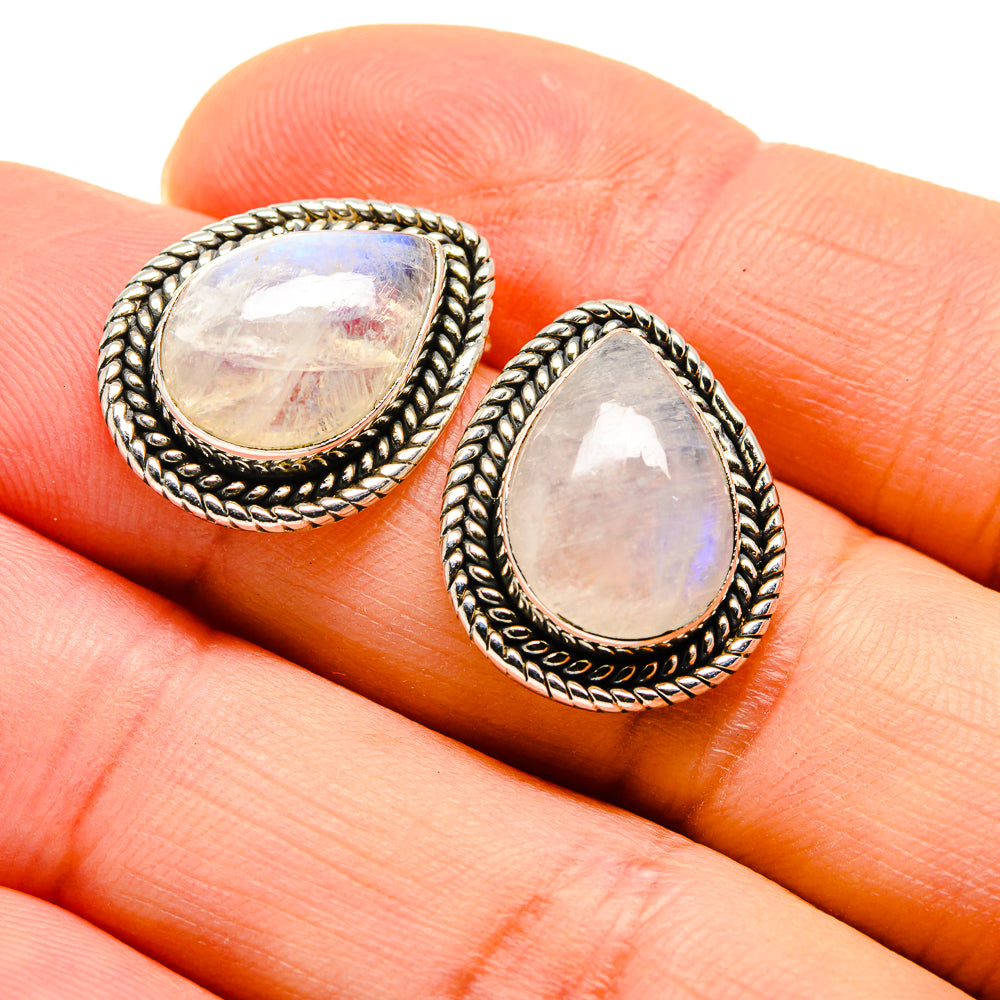 Rainbow Moonstone Earrings handcrafted by Ana Silver Co - EARR411191