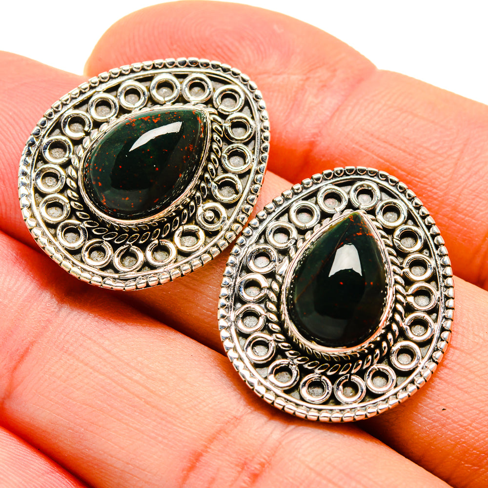 Bloodstone Earrings handcrafted by Ana Silver Co - EARR411196