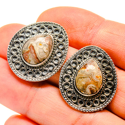 Laguna Lace Agate Earrings handcrafted by Ana Silver Co - EARR411286