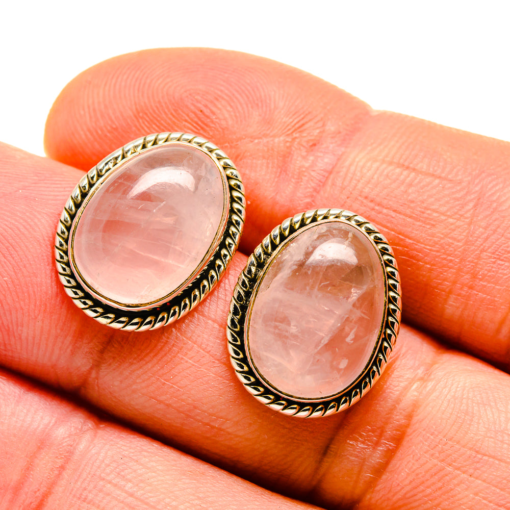 Rose Quartz Earrings handcrafted by Ana Silver Co - EARR411332