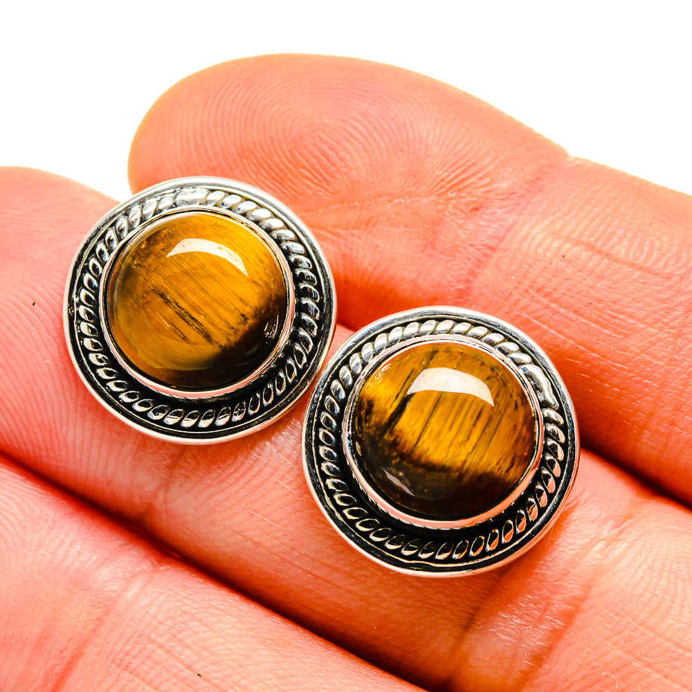 Tiger Eye Earrings handcrafted by Ana Silver Co - EARR411345