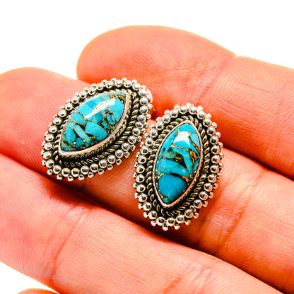 Blue Composite Copper Turquoise Earrings handcrafted by Ana Silver Co - EARR411383