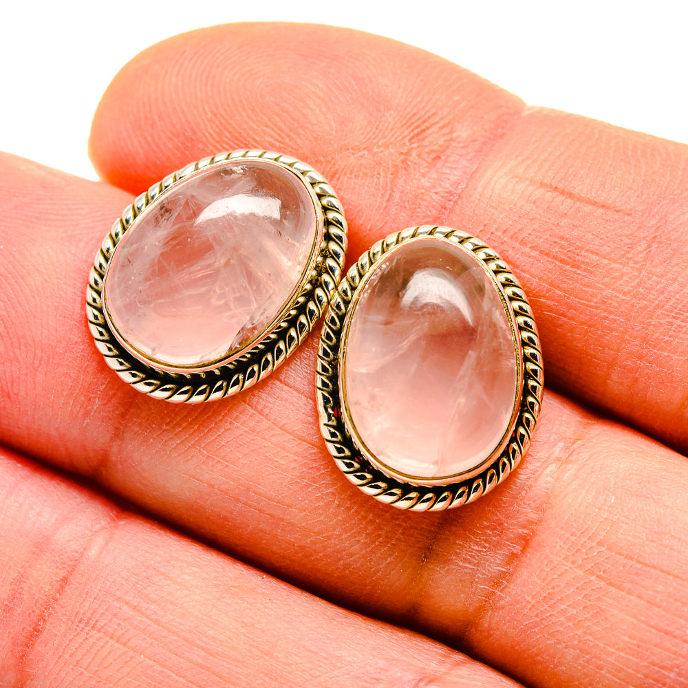 Rose Quartz Earrings handcrafted by Ana Silver Co - EARR411441