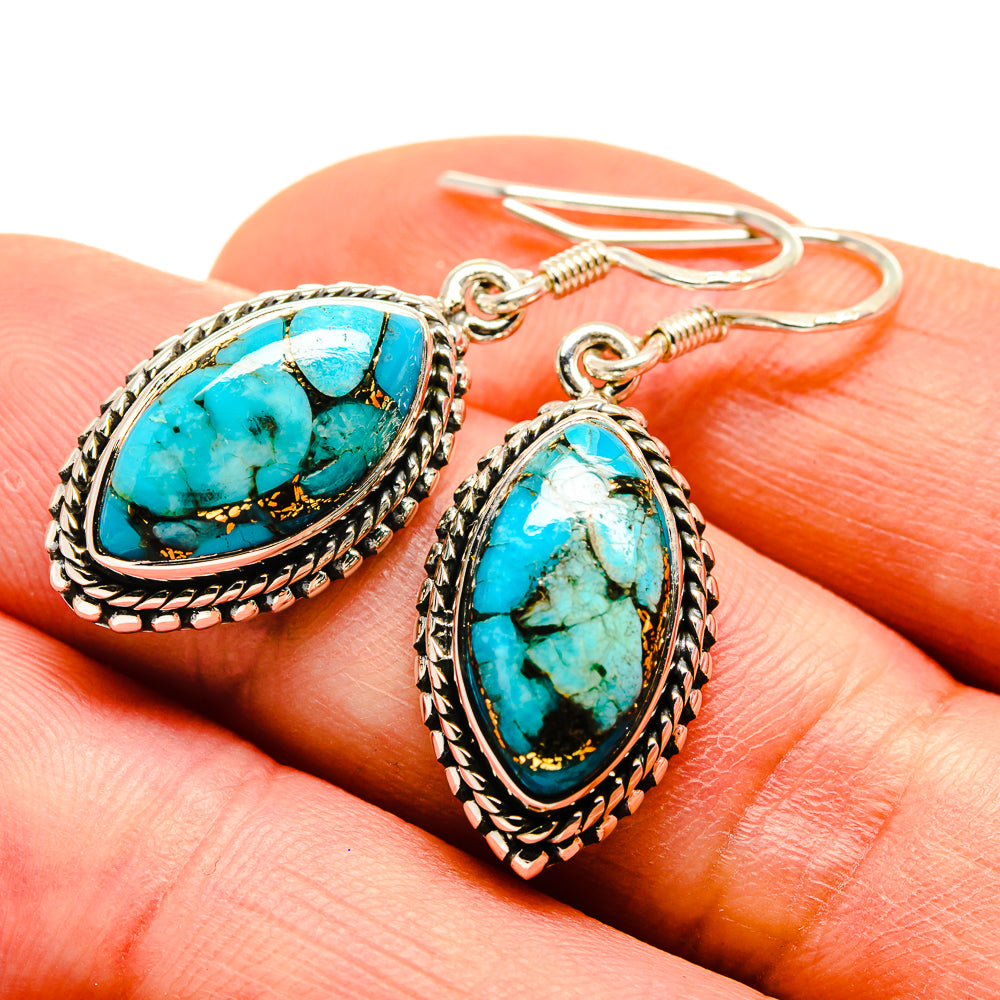 Blue Composite Copper Turquoise Earrings handcrafted by Ana Silver Co - EARR411473