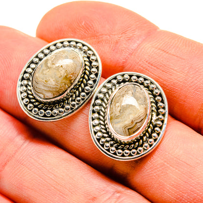 Laguna Lace Agate Earrings handcrafted by Ana Silver Co - EARR411491