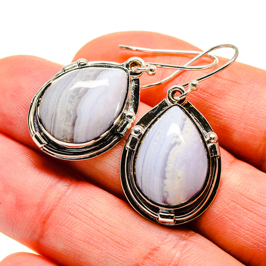 Blue Lace Agate Earrings handcrafted by Ana Silver Co - EARR411567