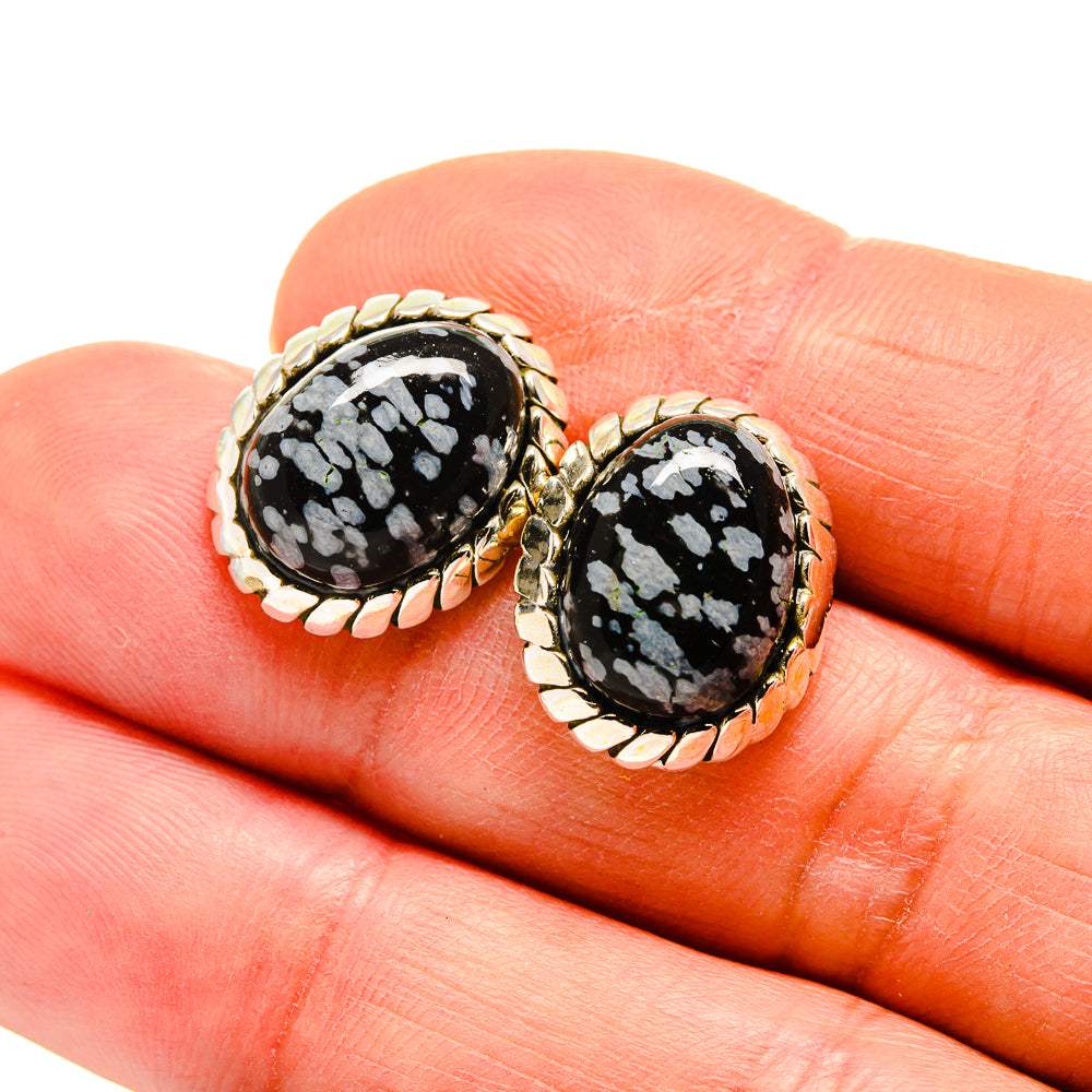 Snowflake Obsidian Earrings handcrafted by Ana Silver Co - EARR411581