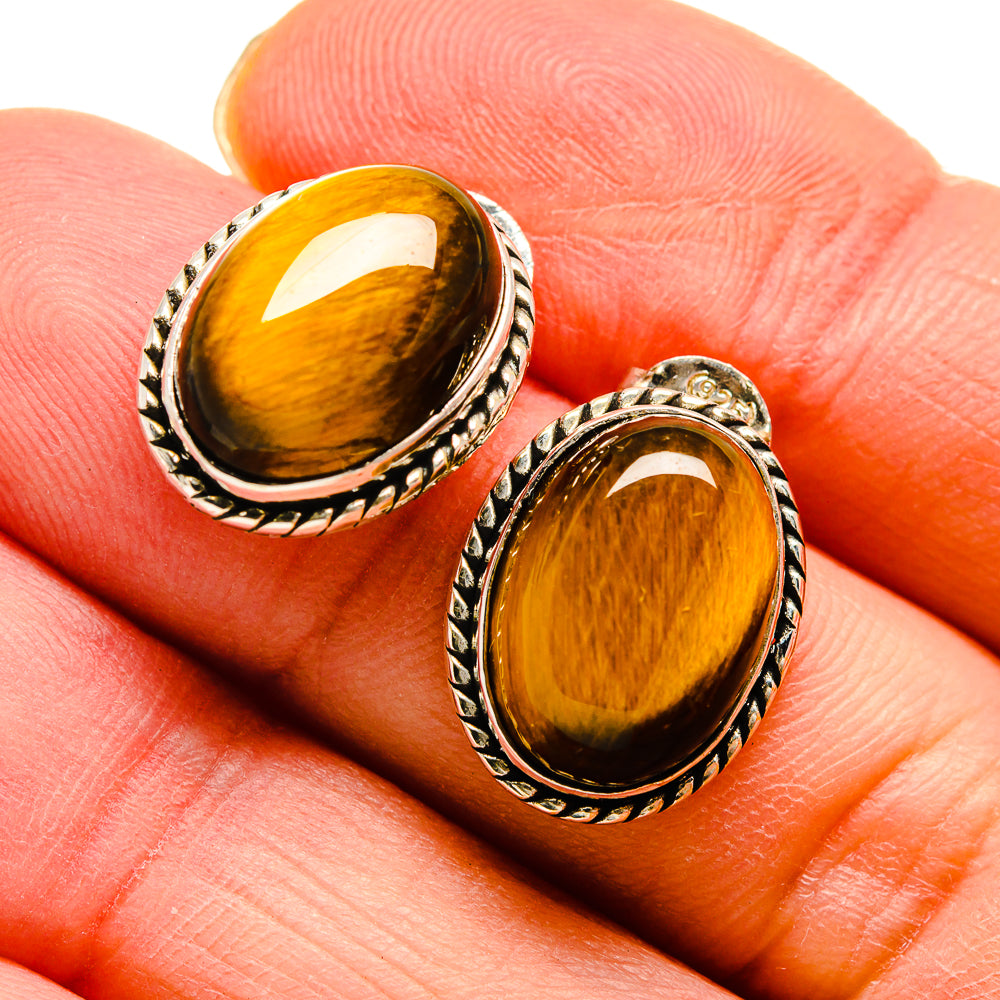 Tiger Eye Earrings handcrafted by Ana Silver Co - EARR411630