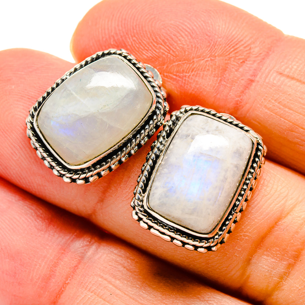 Rainbow Moonstone Earrings handcrafted by Ana Silver Co - EARR411650