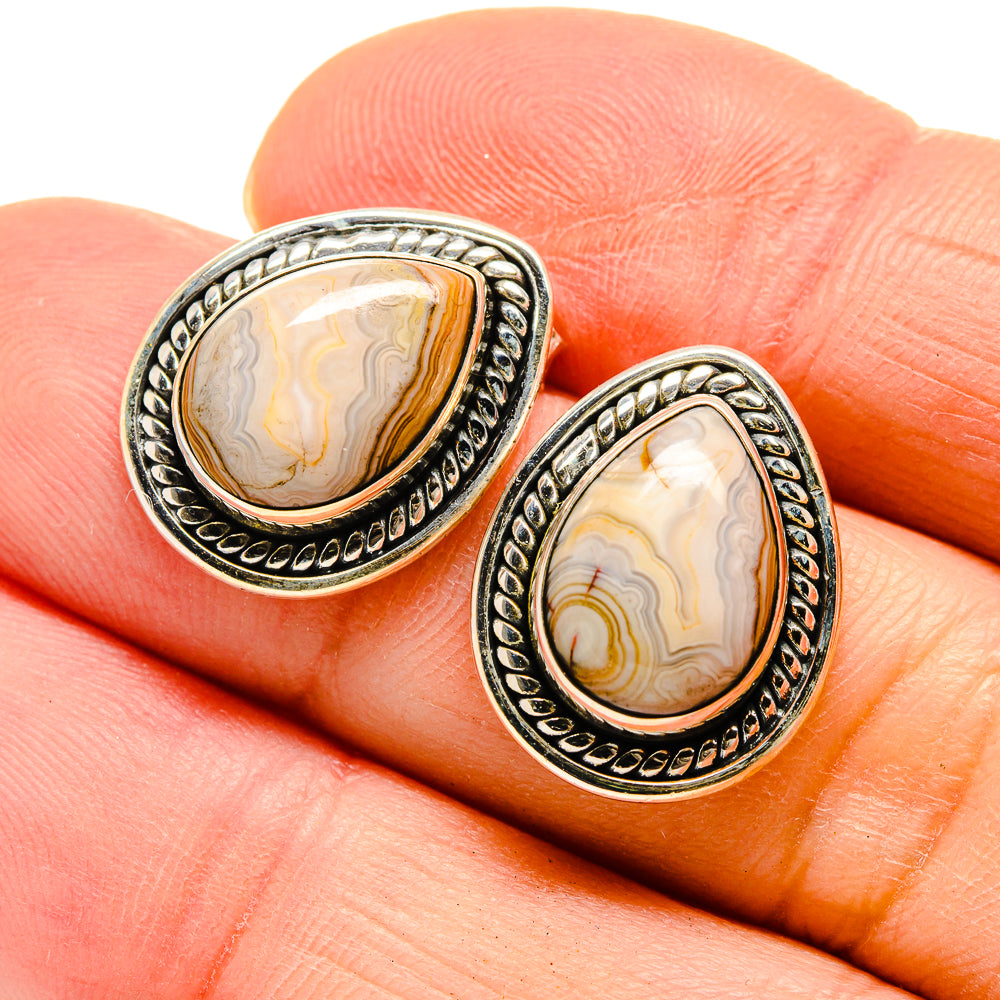 Laguna Lace Agate Earrings handcrafted by Ana Silver Co - EARR411654
