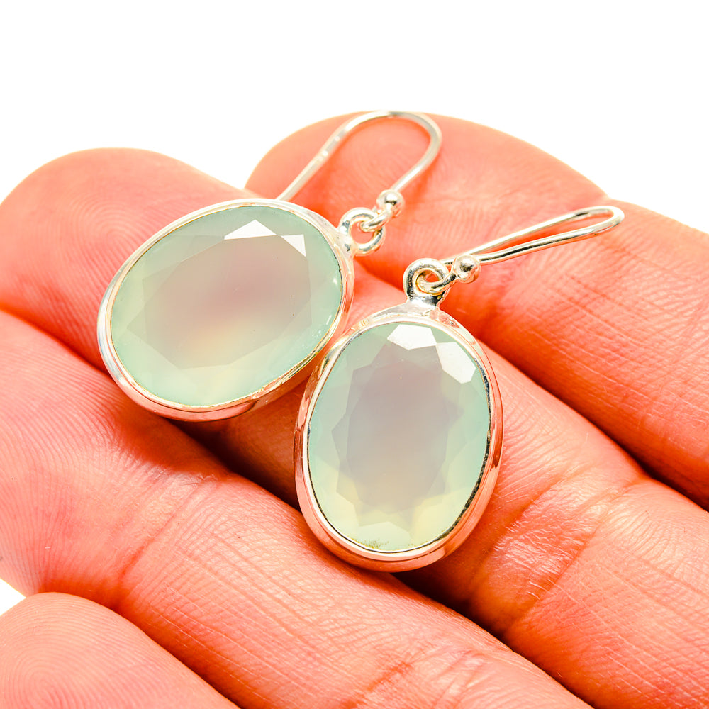 Aqua Chalcedony Earrings handcrafted by Ana Silver Co - EARR411726