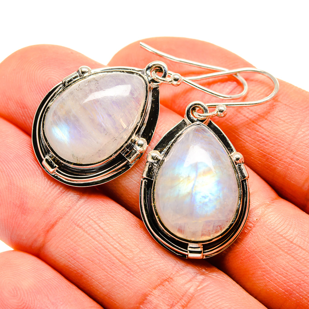 Rainbow Moonstone Earrings handcrafted by Ana Silver Co - EARR411751