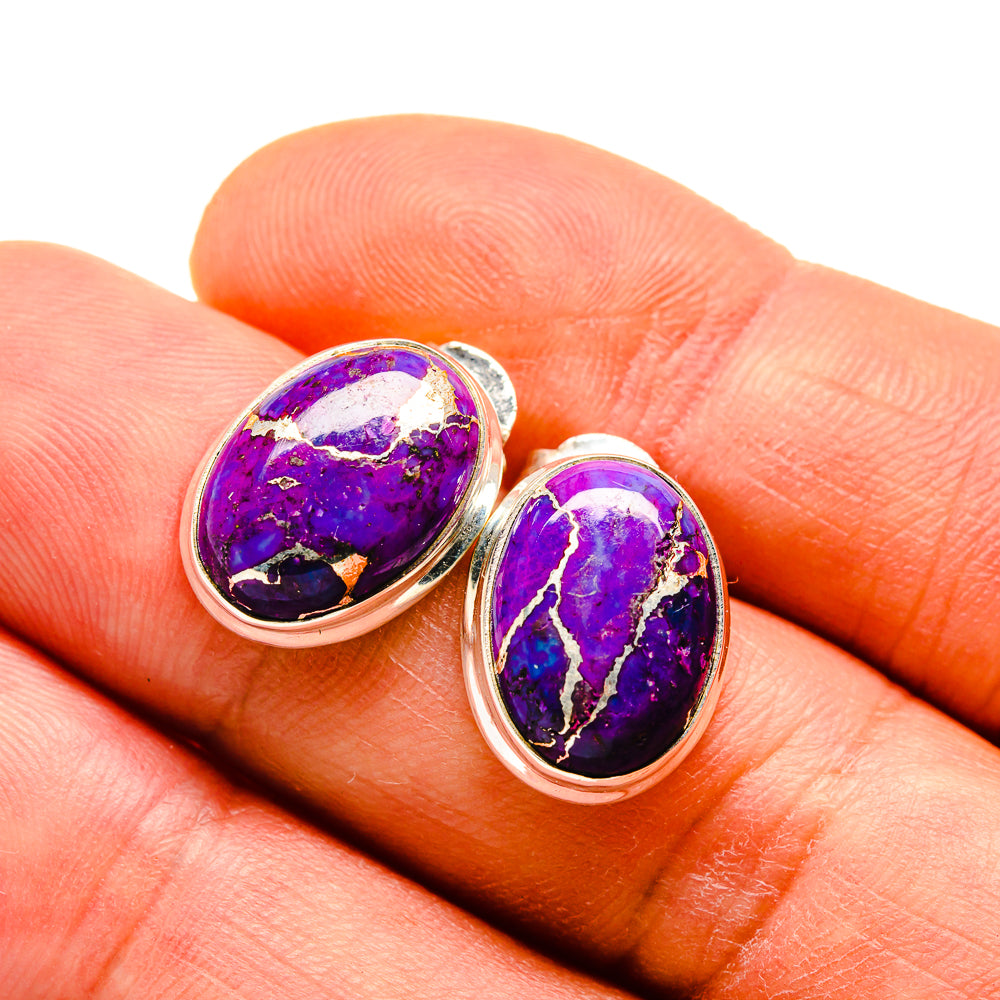 Purple Copper Composite Turquoise Earrings handcrafted by Ana Silver Co - EARR411810