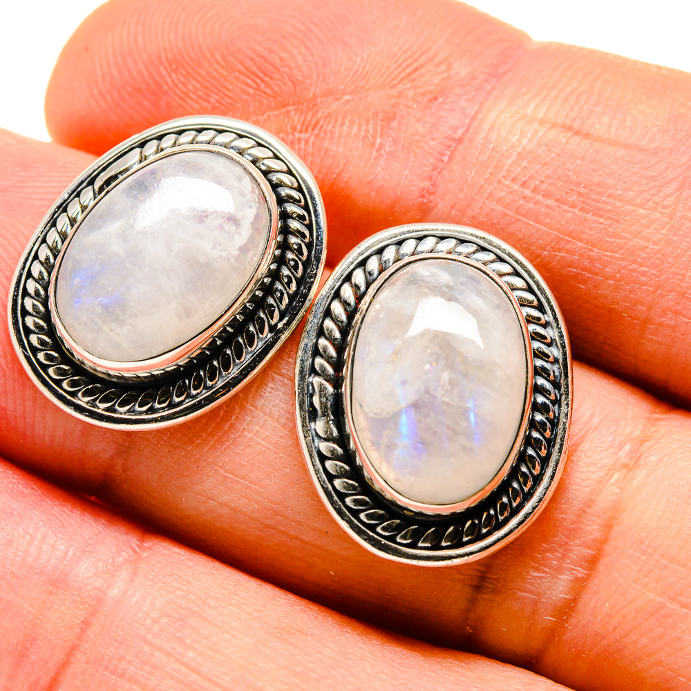 Rainbow Moonstone Earrings handcrafted by Ana Silver Co - EARR411895