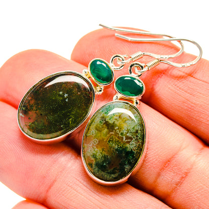 Green Moss Agate Earrings handcrafted by Ana Silver Co - EARR411523
