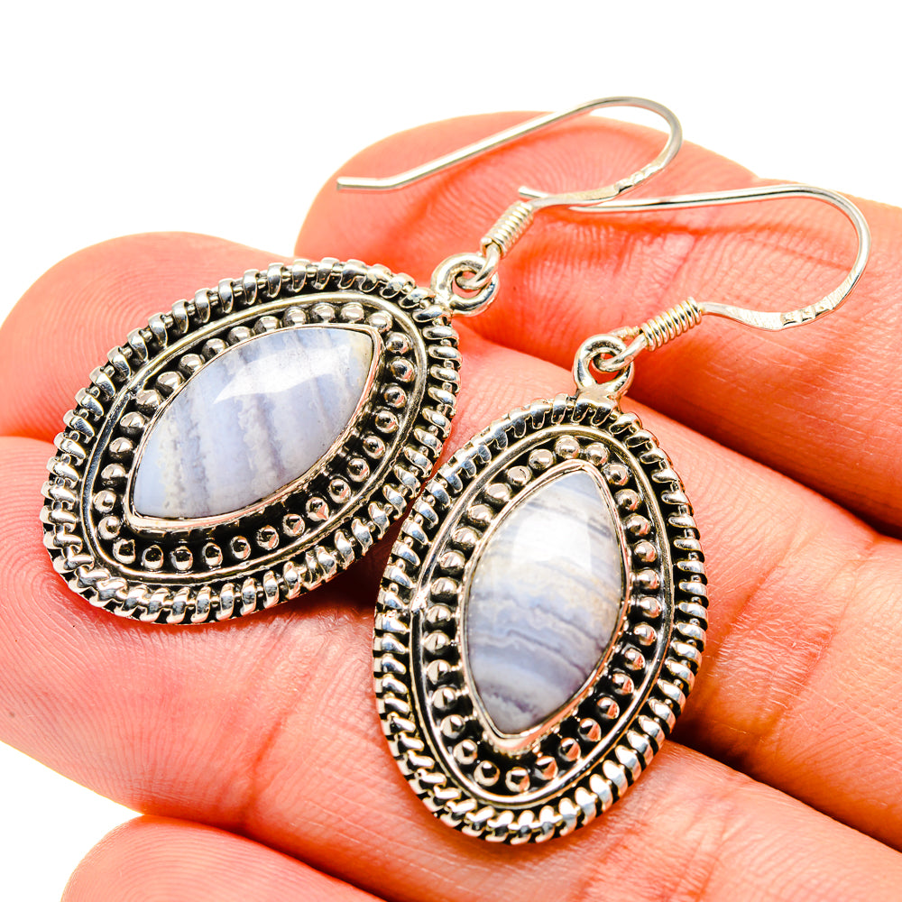 Blue Lace Agate Earrings handcrafted by Ana Silver Co - EARR412094