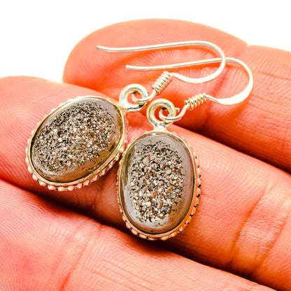 Spectro Pyrite Druzy Earrings handcrafted by Ana Silver Co - EARR412420