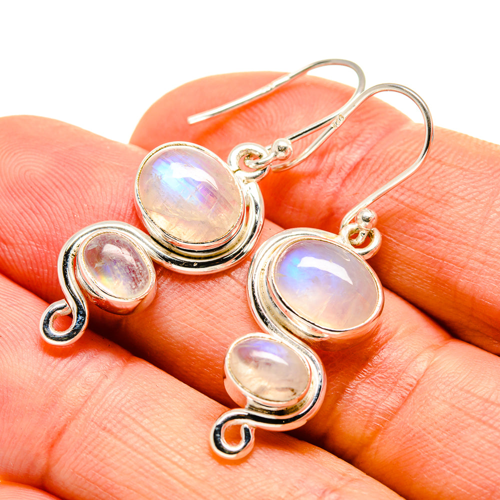 Rainbow Moonstone Earrings handcrafted by Ana Silver Co - EARR412465