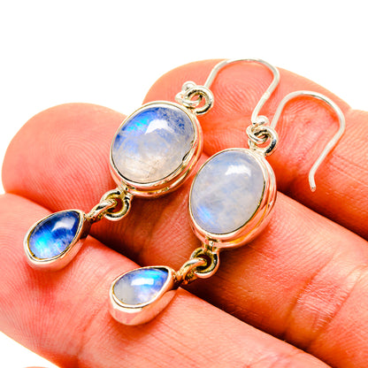 Rainbow Moonstone Earrings handcrafted by Ana Silver Co - EARR412677