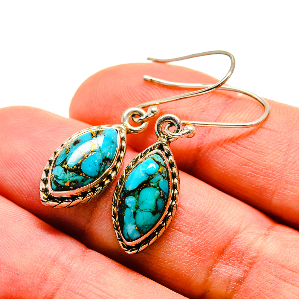 Tibetan Turquoise Earrings handcrafted by Ana Silver Co - EARR412715