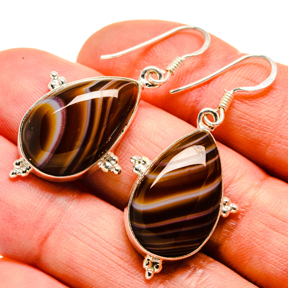 Botswana Agate Earrings handcrafted by Ana Silver Co - EARR412717