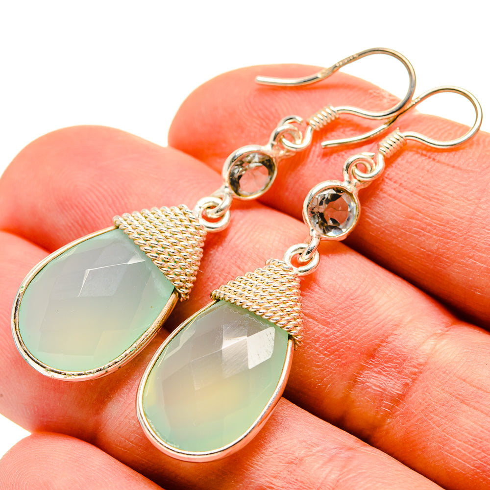 Aqua Chalcedony Earrings handcrafted by Ana Silver Co - EARR412728