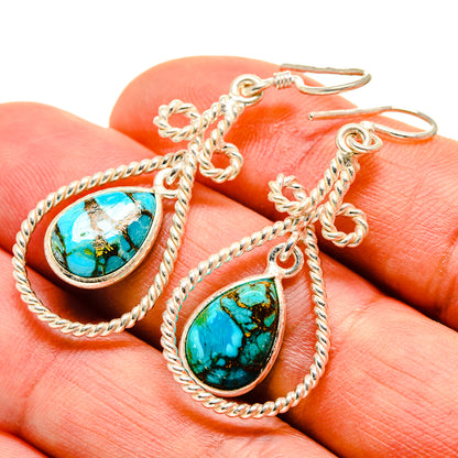 Blue Copper Turquoise Earrings handcrafted by Ana Silver Co - EARR412733