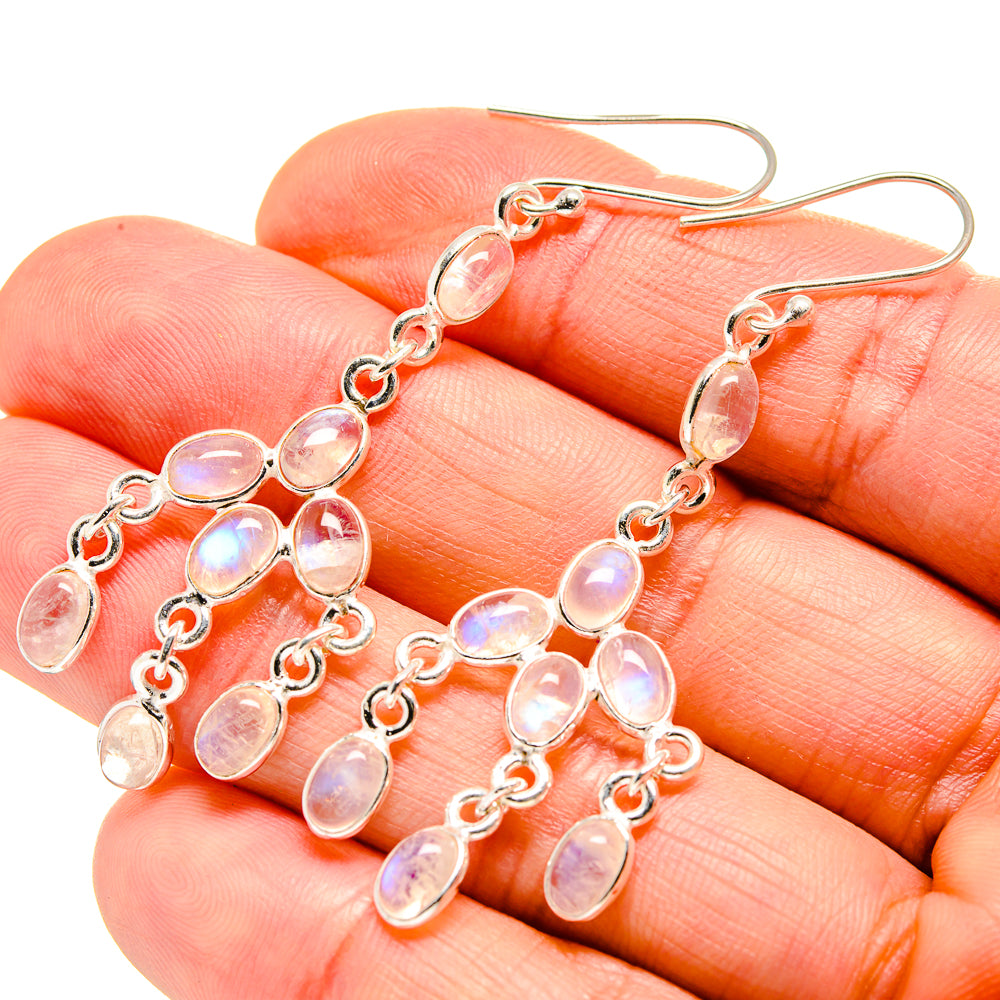 Rainbow Moonstone Earrings handcrafted by Ana Silver Co - EARR412826