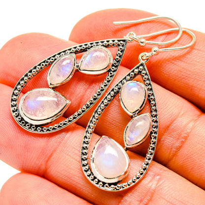 Rainbow Moonstone Earrings handcrafted by Ana Silver Co - EARR412838