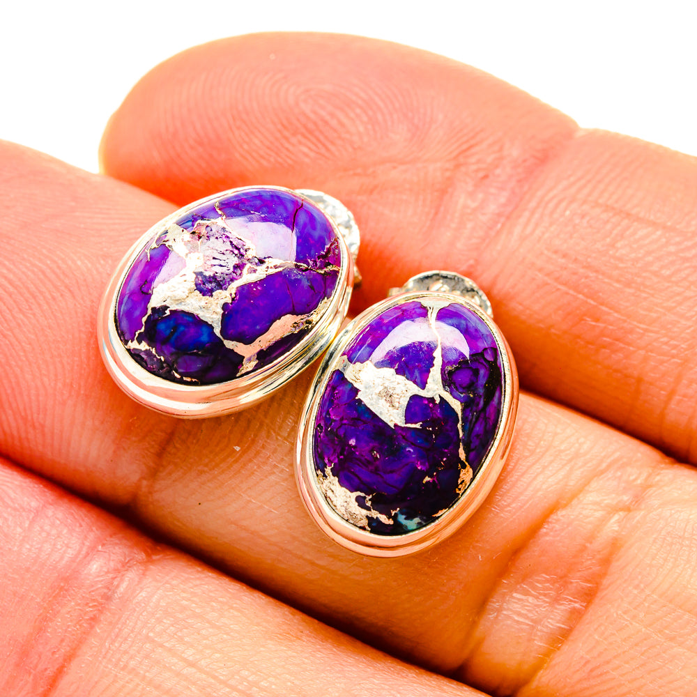 Purple Copper Composite Turquoise Earrings handcrafted by Ana Silver Co - EARR412856