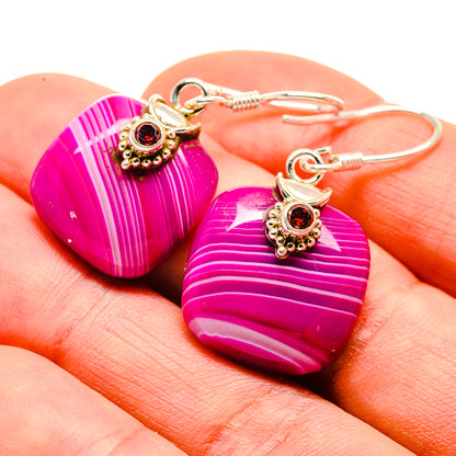 Pink Botswana Agate Earrings handcrafted by Ana Silver Co - EARR412873