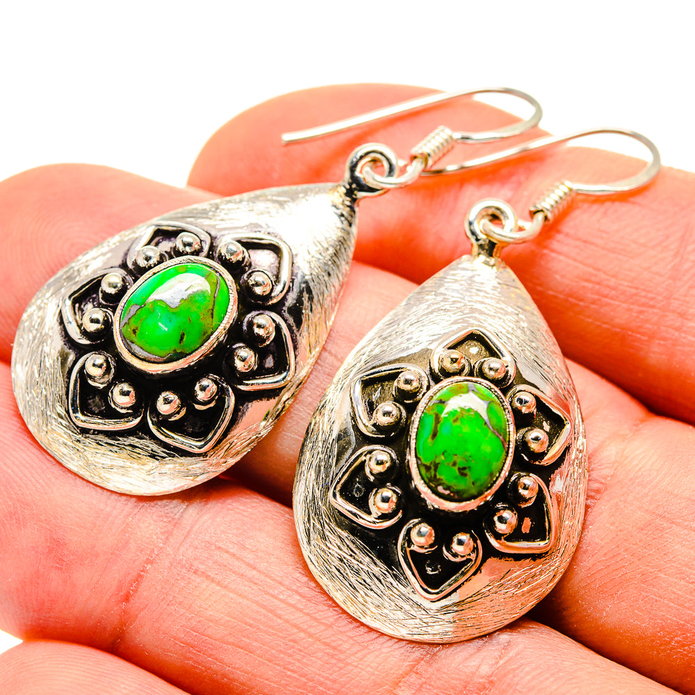 Green Copper Composite Turquoise Earrings handcrafted by Ana Silver Co - EARR412874